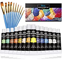 RATEL Pinturas Acrílicas- Prima Caja de Pintura Acrílica Incluso 14×22 ml de Pigmento Acrílico(12 clásicos+oro+plata) No…